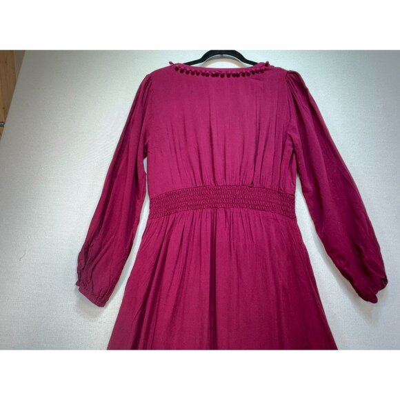 Andree By Unit Womens Embroidered Long Sleeves Maxi Dress Size L Burgundy Boho - Picture 16 of 16